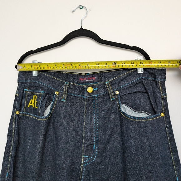 Y2K Red Ape Denim Company Contrast Stitch Patch Detail Embroidered Jeans 34x32 - Picture 10 of 16
